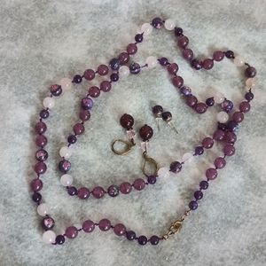 Vintage Knotted Amethyst Necklace and Earrings Set